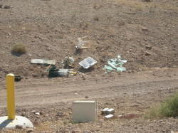 Illegal gargabe dump in the desert.